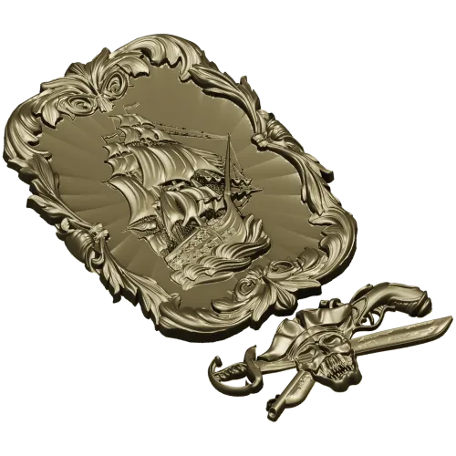 Ship Relief Plaque STL - 3D model for CNC router