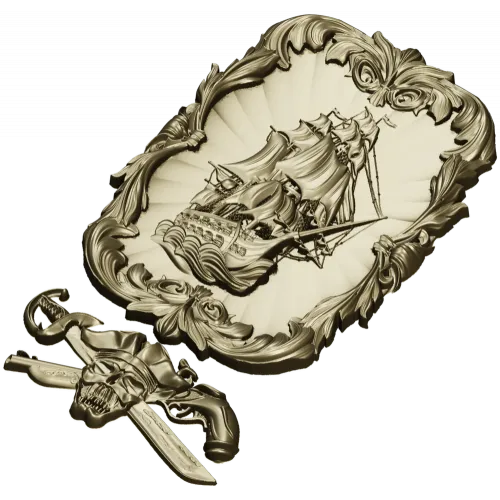 Ship Relief Plaque STL - 3D model for CNC router