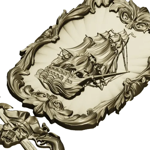 Ship Relief Plaque STL - 3D model for CNC router