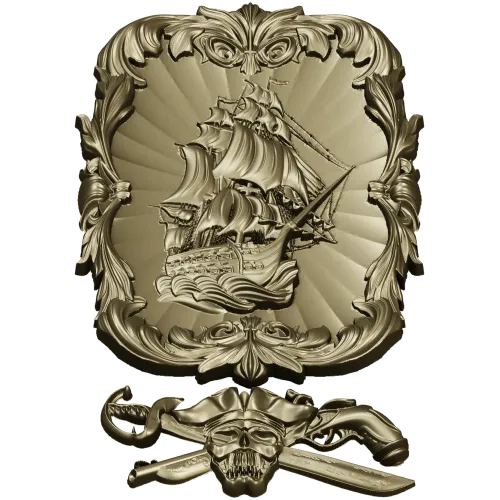 Ship Relief Plaque STL - 3D model for CNC router