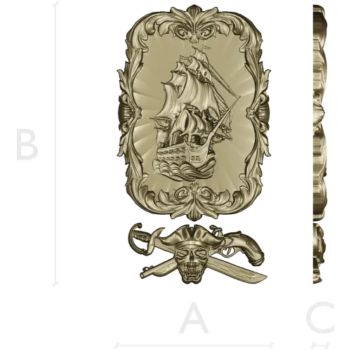 Ship Relief Plaque STL - 3D model for CNC router