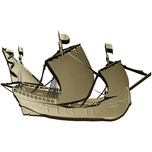 3D модель парусника в формате STL для ЧПУ - барельефный корабль