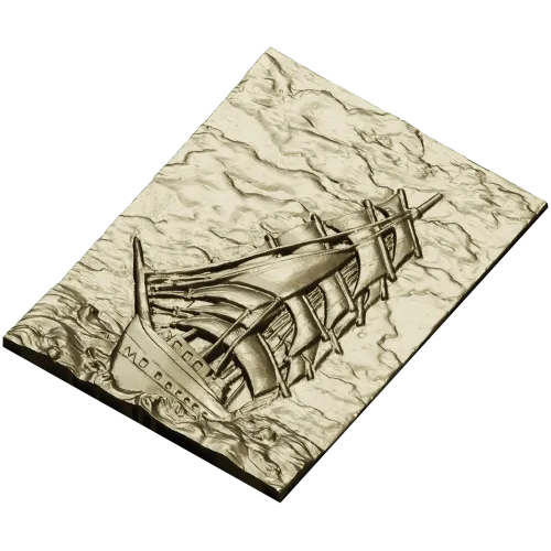 Парусник на волнах - 3D модель STL для ЧПУ