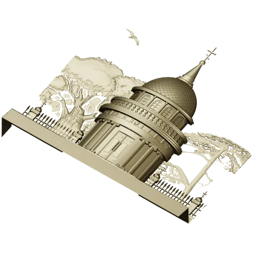 Костёльная ротонда - высокорельефная 3D модель STL для ЧПУ