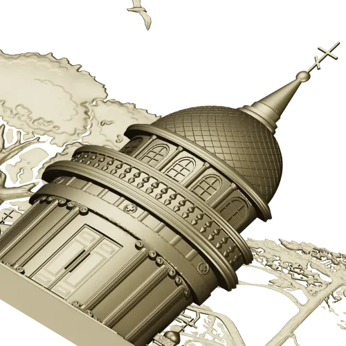 Костёльная ротонда - высокорельефная 3D модель STL для ЧПУ