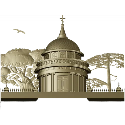 Костёльная ротонда - высокорельефная 3D модель STL для ЧПУ