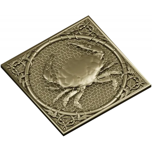 Crab Medallion Relief - STL 3D model for CNC