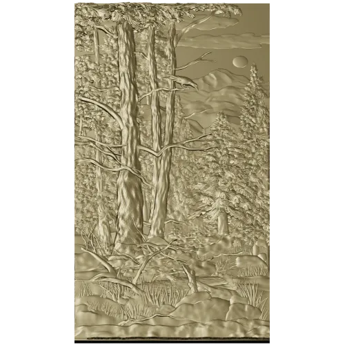 Pine Forest Relief Panel STL for CNC