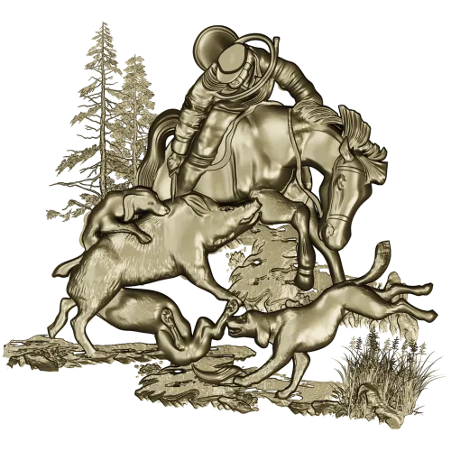 Forest Struggle - high-relief STL 3D model for CNC carving