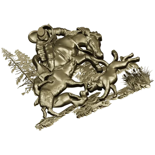 Forest Struggle - high-relief STL 3D model for CNC carving