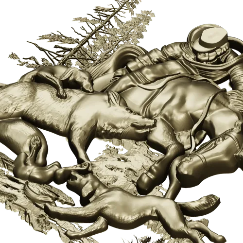 Forest Struggle - high-relief STL 3D model for CNC carving