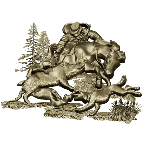 Forest Struggle - high-relief STL 3D model for CNC carving