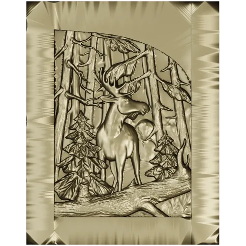 Woodland Elk - high-relief STL panel for CNC