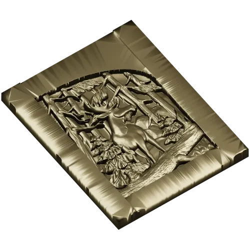 Woodland Elk - high-relief STL panel for CNC