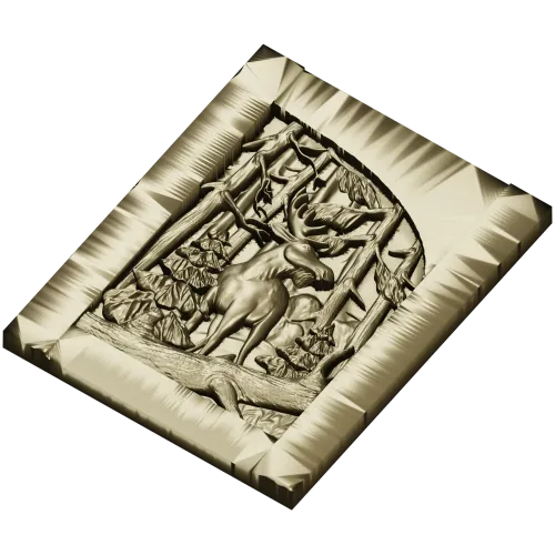 Woodland Elk - high-relief STL panel for CNC