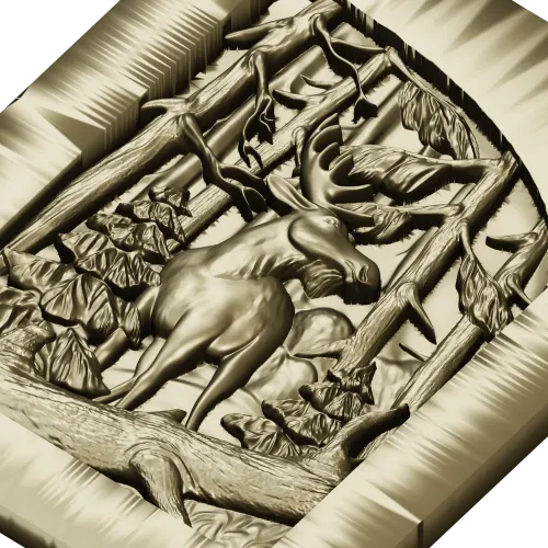 Woodland Elk - high-relief STL panel for CNC