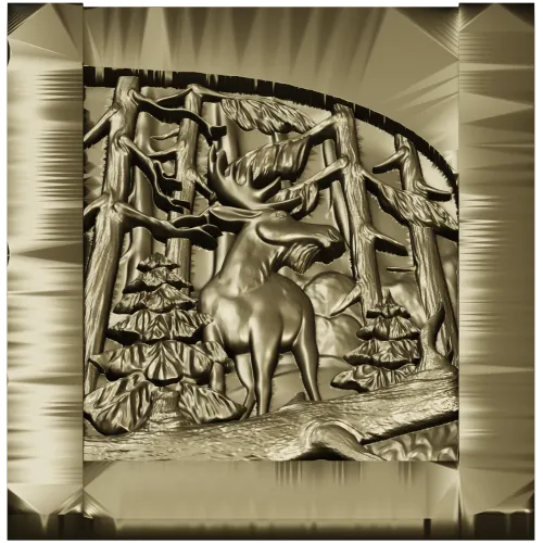 Woodland Elk - high-relief STL panel for CNC