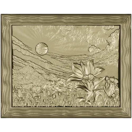 Sunlit Lily Meadow - STL 3D model for CNC carving