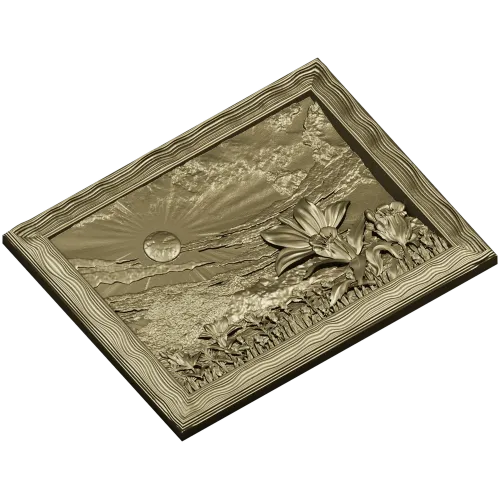 Sunlit Lily Meadow - STL 3D model for CNC carving