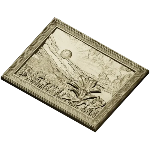 Sunlit Lily Meadow - STL 3D model for CNC carving