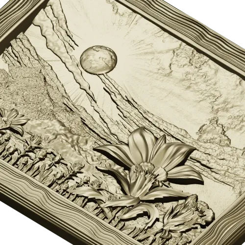 Sunlit Lily Meadow - STL 3D model for CNC carving