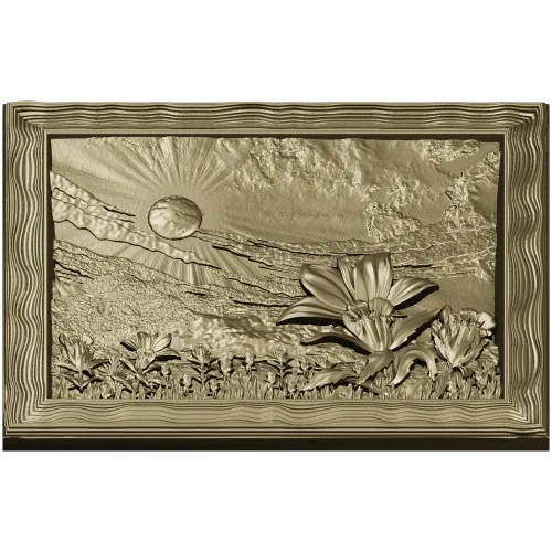 Sunlit Lily Meadow - STL 3D model for CNC carving