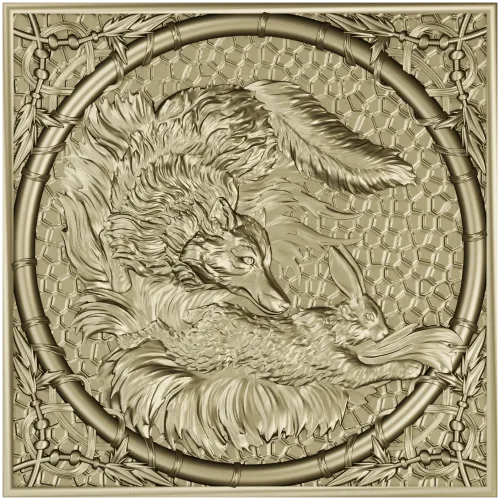 Fox and Hare High-Relief Panel STL for CNC