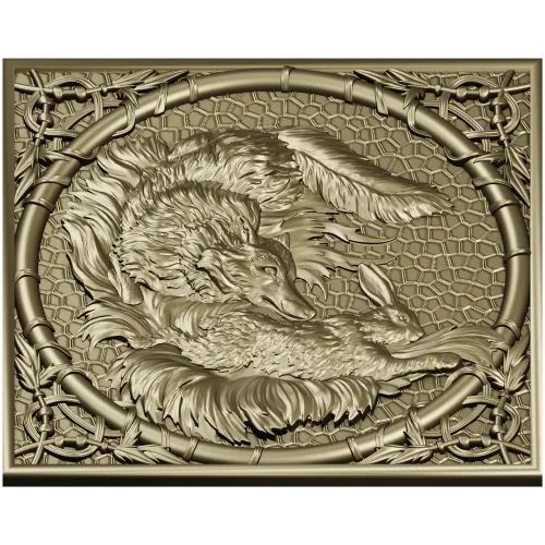 Fox and Hare High-Relief Panel STL for CNC