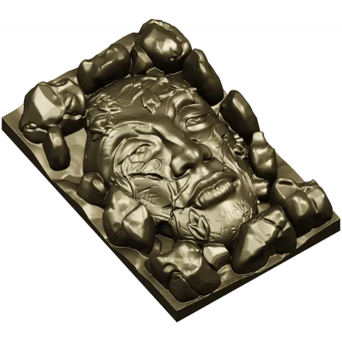 Лик в камнях - высокорельефная 3D модель STL для ЧПУ