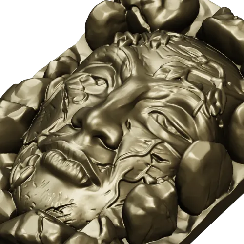 Лик в камнях - высокорельефная 3D модель STL для ЧПУ
