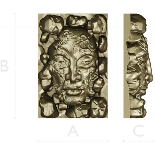 Лик в камнях - высокорельефная 3D модель STL для ЧПУ