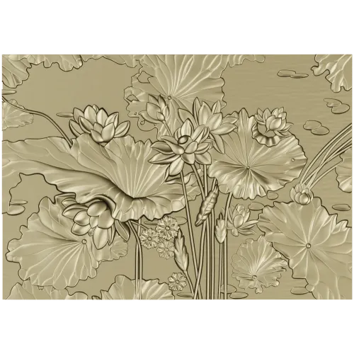 Lotus Pond Relief - detailed STL 3D model for CNC carving