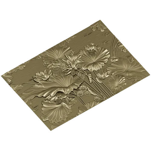 Lotus Pond Relief - detailed STL 3D model for CNC carving