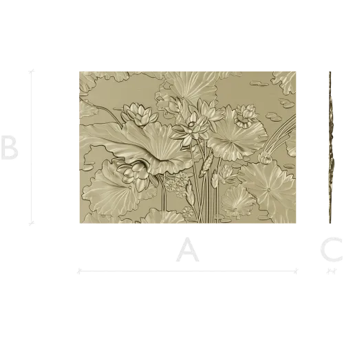 Lotus Pond Relief - detailed STL 3D model for CNC carving
