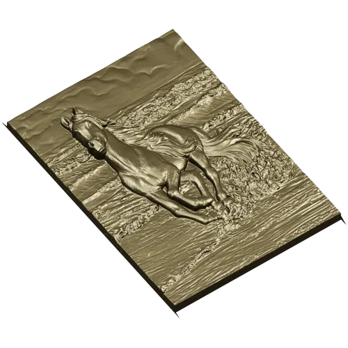 Galloping horse relief STL for CNC