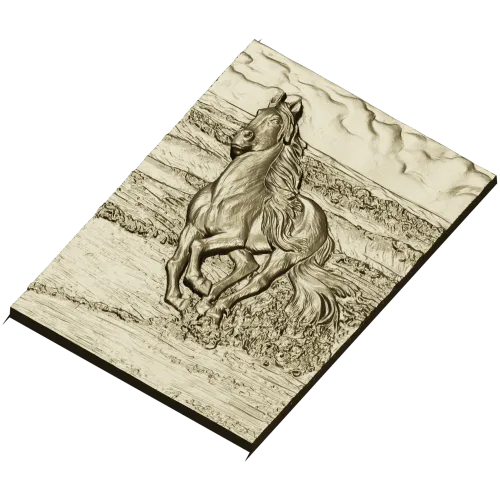 Galloping horse relief STL for CNC