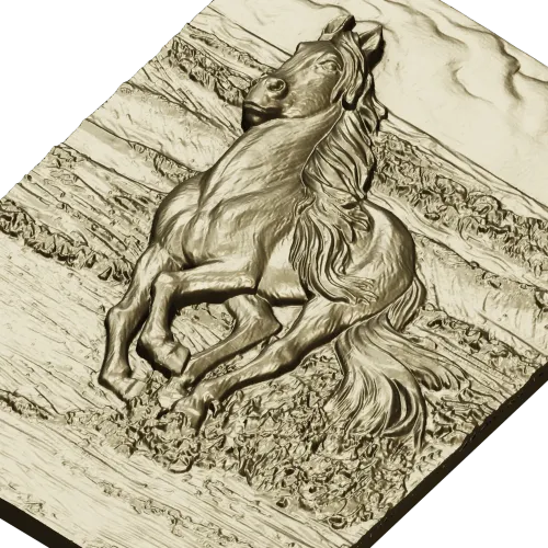 Galloping horse relief STL for CNC