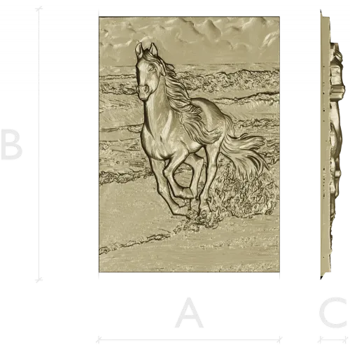 Galloping horse relief STL for CNC