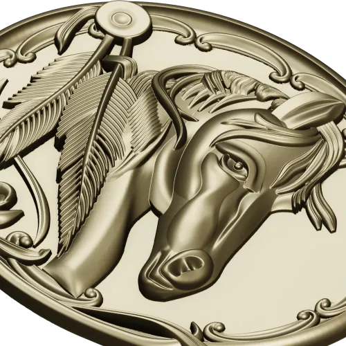 Noble Horse Medallion STL 3D Model for CNC