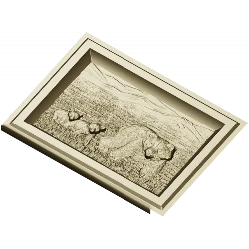 Bear family bas-relief STL for CNC