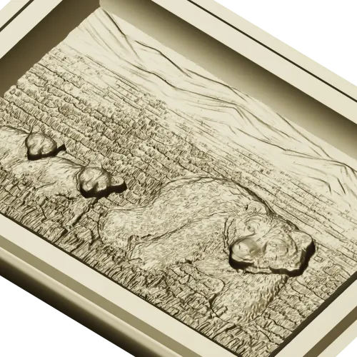 Bear family bas-relief STL for CNC