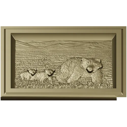 Bear family bas-relief STL for CNC