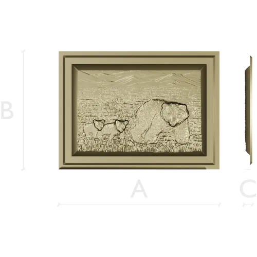 Bear family bas-relief STL for CNC