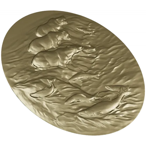 Bears Fishing Relief - 3D STL model for CNC carving