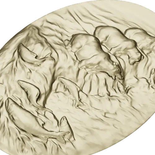 Bears Fishing Relief - 3D STL model for CNC carving