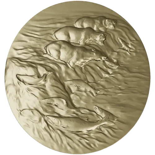 Bears Fishing Relief - 3D STL model for CNC carving