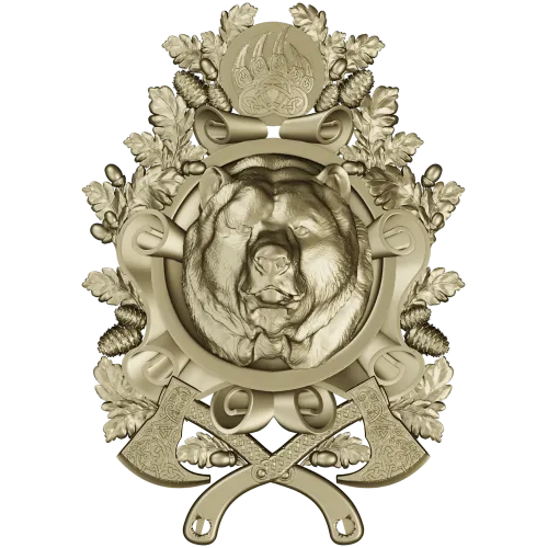 Grizzly Heraldic Crest STL 3D model
