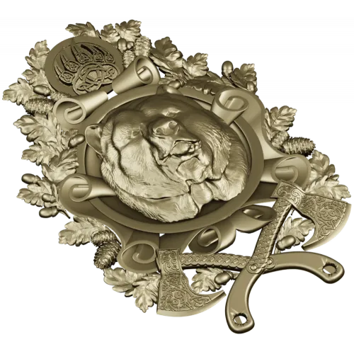 Grizzly Heraldic Crest STL 3D model