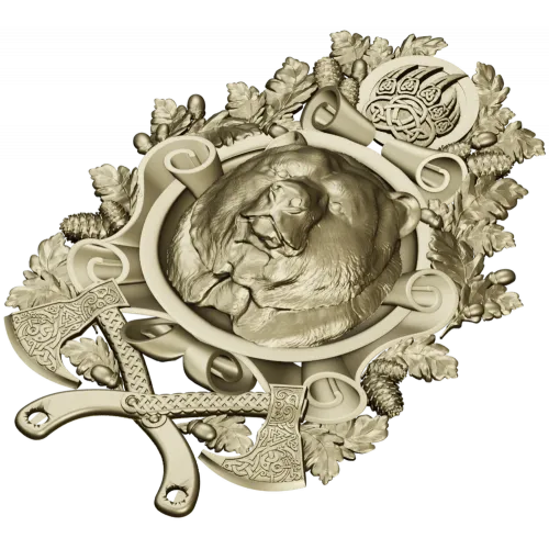 Grizzly Heraldic Crest STL 3D model