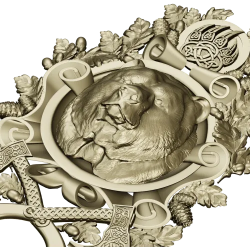 Grizzly Heraldic Crest STL 3D model